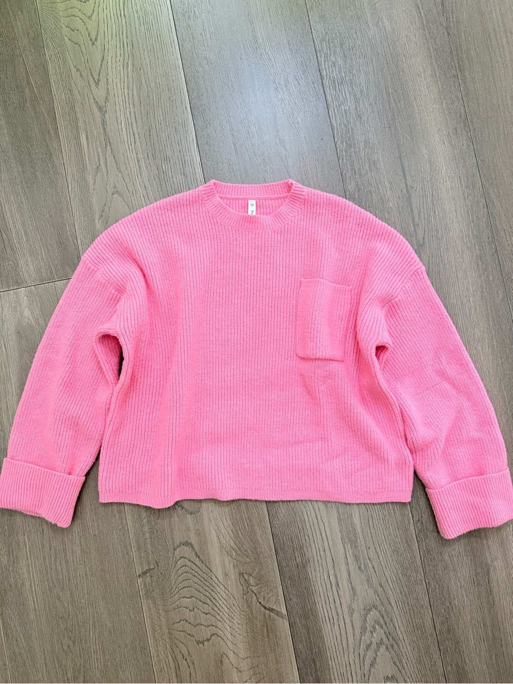 Wishlist Barbie Pink Oversized Baggy Ribbed Knit Pocket Front Sweater Medium